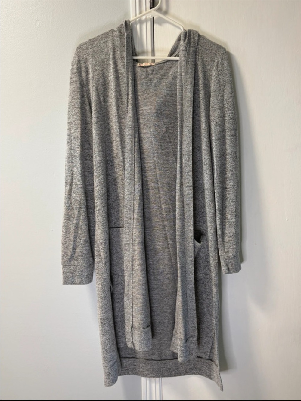 Cozy Open-Front Hooded Sweater Cardigan - Gray